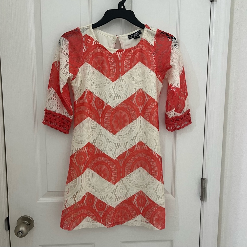 Girls chevron lace dress. Size 12.